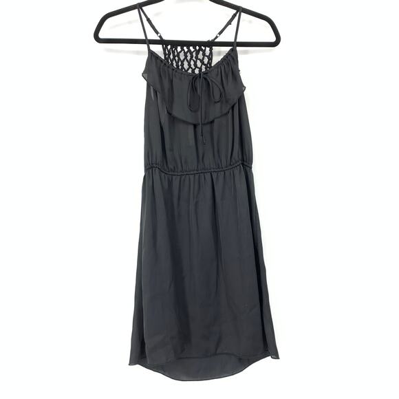 Xhilaration Halter Mini Dress Womens Size Medium Black Lattice Back - Picture 1 of 6